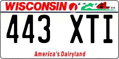 WI license plate 443XTI