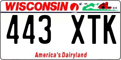 WI license plate 443XTK