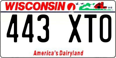 WI license plate 443XTO
