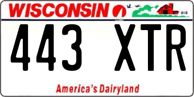 WI license plate 443XTR