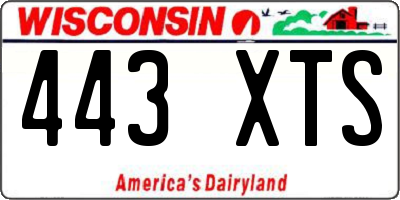 WI license plate 443XTS