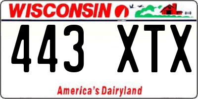 WI license plate 443XTX