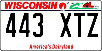 WI license plate 443XTZ