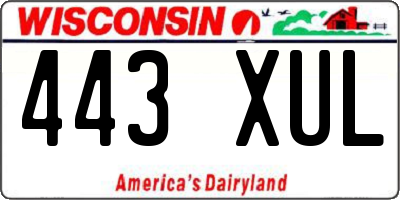WI license plate 443XUL