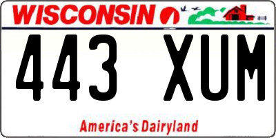 WI license plate 443XUM