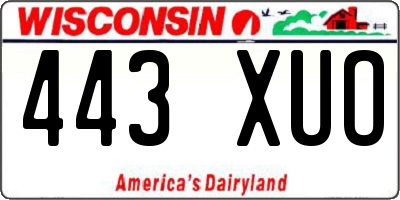 WI license plate 443XUO