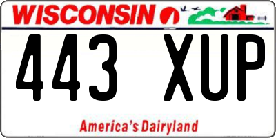 WI license plate 443XUP