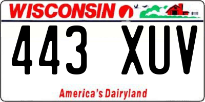 WI license plate 443XUV