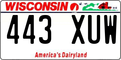 WI license plate 443XUW