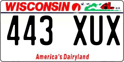 WI license plate 443XUX