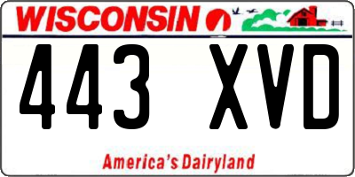 WI license plate 443XVD