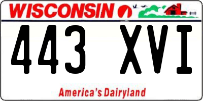 WI license plate 443XVI