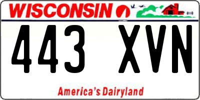 WI license plate 443XVN
