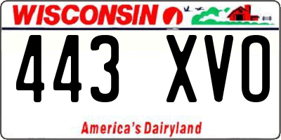 WI license plate 443XVO