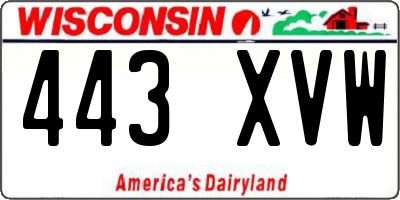 WI license plate 443XVW