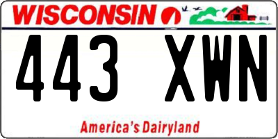 WI license plate 443XWN