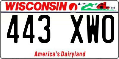 WI license plate 443XWO