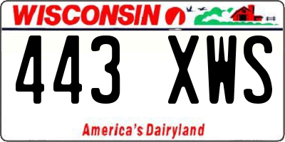 WI license plate 443XWS