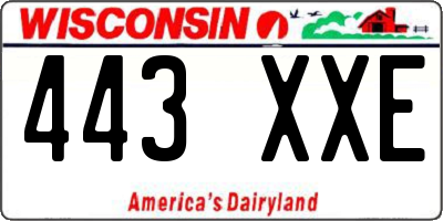 WI license plate 443XXE