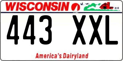 WI license plate 443XXL