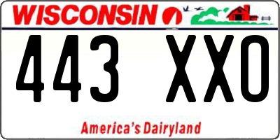 WI license plate 443XXO