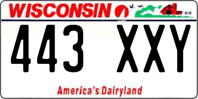 WI license plate 443XXY