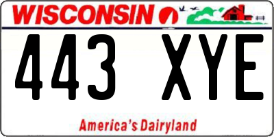 WI license plate 443XYE