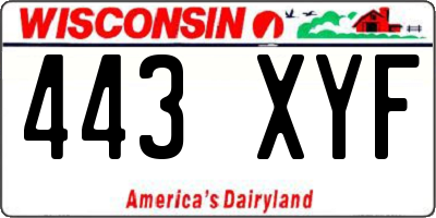 WI license plate 443XYF