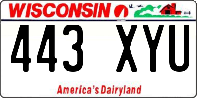 WI license plate 443XYU