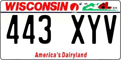 WI license plate 443XYV
