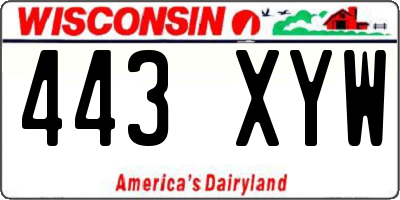 WI license plate 443XYW