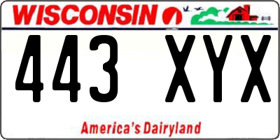 WI license plate 443XYX