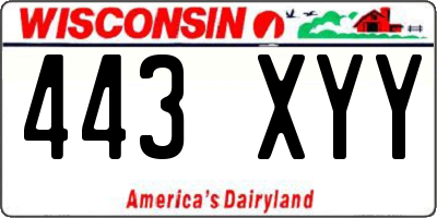 WI license plate 443XYY
