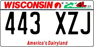 WI license plate 443XZJ