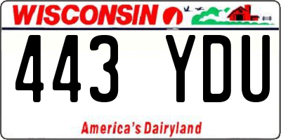 WI license plate 443YDU