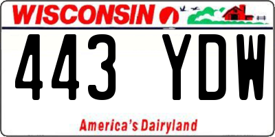 WI license plate 443YDW