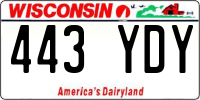 WI license plate 443YDY