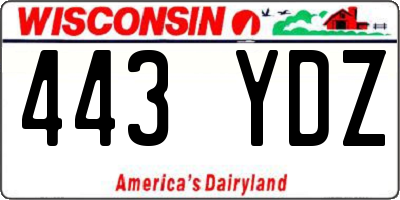 WI license plate 443YDZ