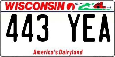 WI license plate 443YEA