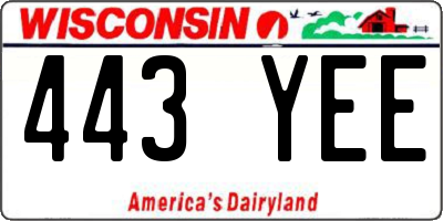 WI license plate 443YEE