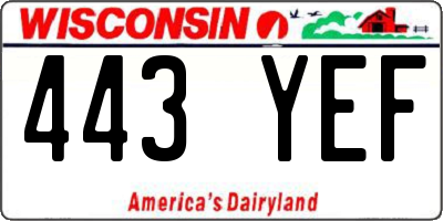 WI license plate 443YEF