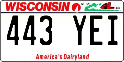 WI license plate 443YEI