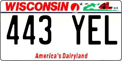 WI license plate 443YEL
