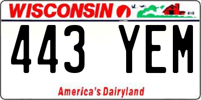 WI license plate 443YEM