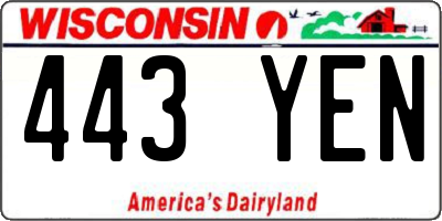 WI license plate 443YEN