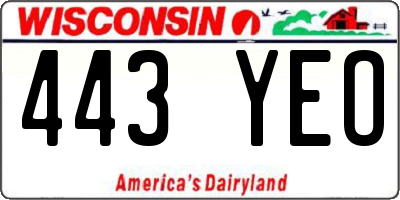 WI license plate 443YEO