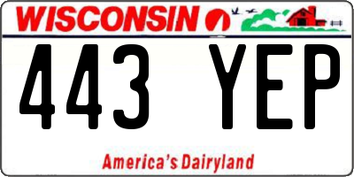 WI license plate 443YEP