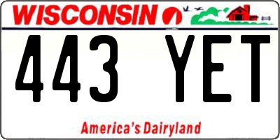 WI license plate 443YET
