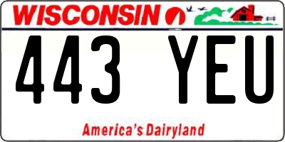 WI license plate 443YEU