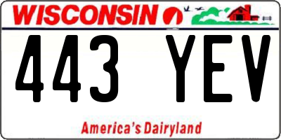 WI license plate 443YEV